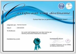 Certificaat van deelname - gezond boodschappen doen Yannick Souren