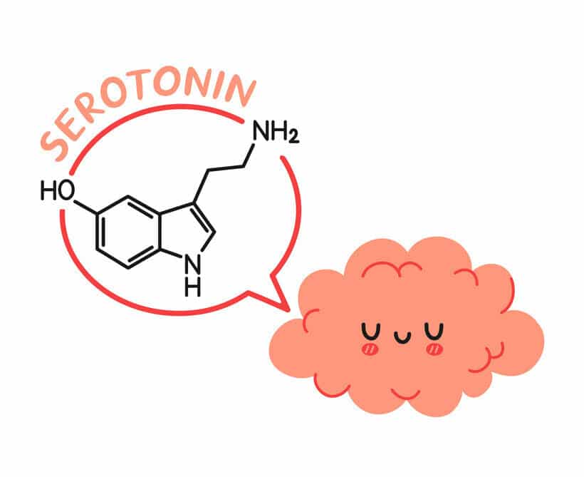 5-HTP is een voorloper van serotonine. Deze afbeelding geeft de structuur van serotonine weer.